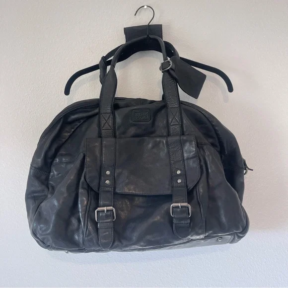 Rustic Town Black Leather Duffel Bag Casanova Travel - Picture 1 of 13